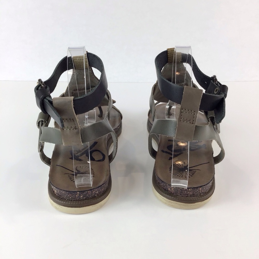 OTBT Stargaze Khaki Green & Black Leather Flat Sandals | 9 - Picture 6 of 13